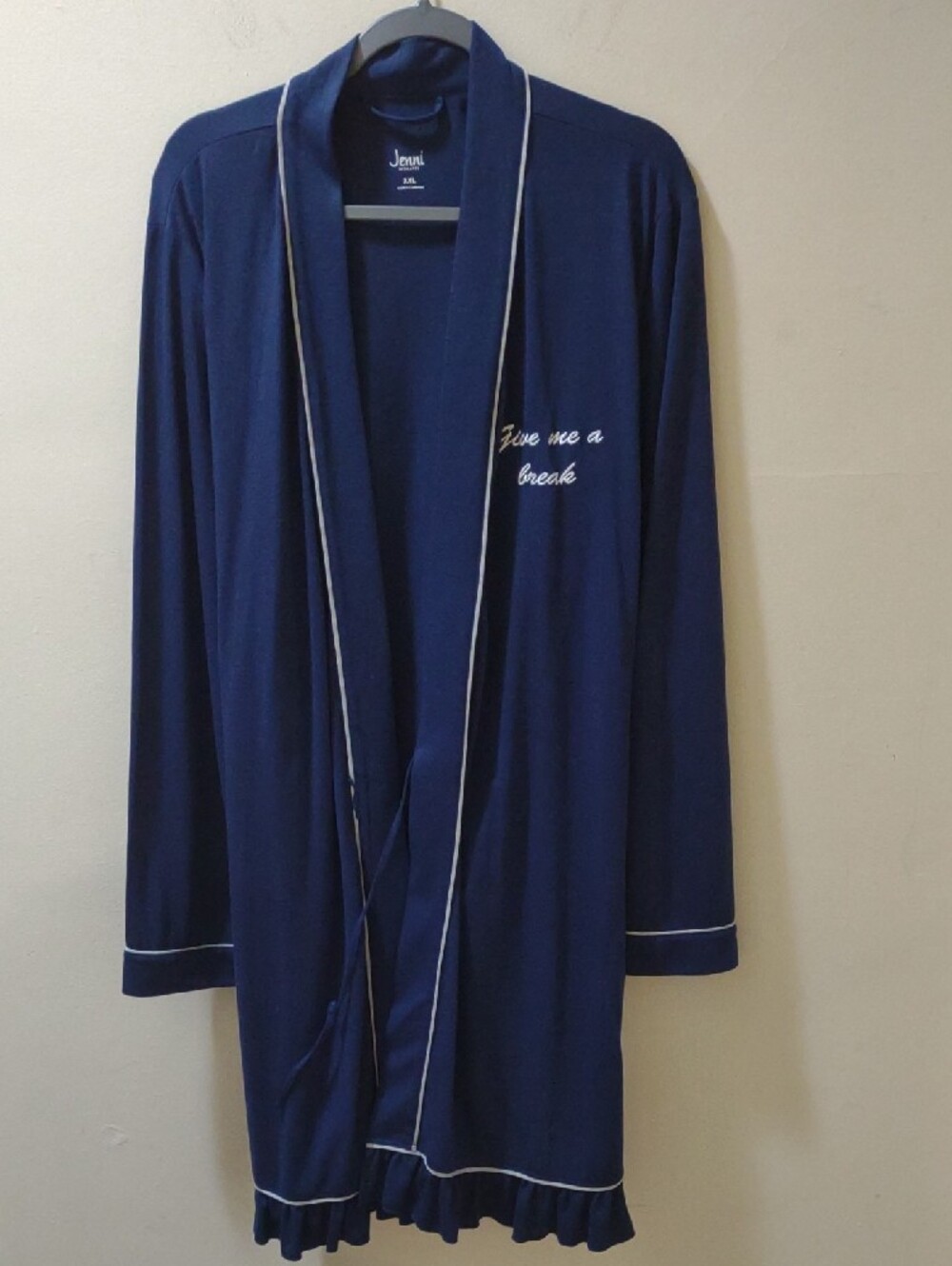Jenni "Give Me a Break" Navy Robe with White Piping